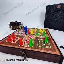 مجموعه بازی های مسافرتی باکس چوبی با کیف چرمی