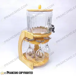 کلمن بار شیشه ای 6 نفره طرح هایکا کوتاه با گیلاس (جام) و شات شیشه ساده