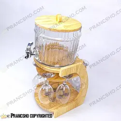 کلمن بار شیشه ای 6 نفره طرح هایکا کوتاه با گیلاس (جام) و شات شیشه ساده