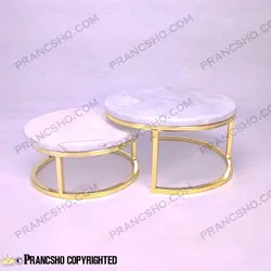 استند پذیرایی دو طبقه سنگی ساده طلایی سنگ سفید ازنا