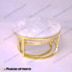 استند پذیرایی دو طبقه سنگی ساده طلایی سنگ سفید ازنا