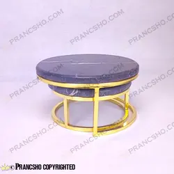 استند پذیرایی دو طبقه سنگی ساده طلایی سنگ مشکی خط سفید