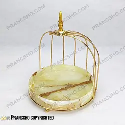 استند سنگی لبه دار قفس و پروانه یک طبقه طلایی سنگ مرمر نباتی قهوه‌ای