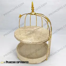 استند میوه و شیرینی سنگی قفس و پروانه دو طبقه سنگ پارادایس نسکافه‌ای