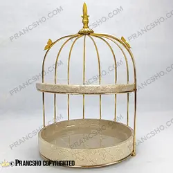 استند میوه و شیرینی سنگی قفس و پروانه دو طبقه سنگ پارادایس نسکافه‌ای