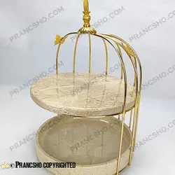 استند میوه و شیرینی سنگی قفس و پروانه دو طبقه سنگ پارادایس نسکافه‌ای