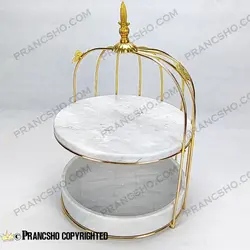 استند میوه و شیرینی سنگی قفس و پروانه دو طبقه سنگ سفید ازنا