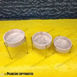 ست سه عددی شکلات خوری سنگی با پایه میخی نقره‌ای سنگ پارادایس نسکافه ای