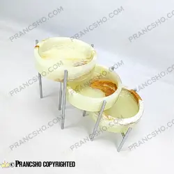 ست سه عددی شکلات خوری سنگی با پایه میخی نقره‌ای سنگ مرمر نباتی قهوه‌ای