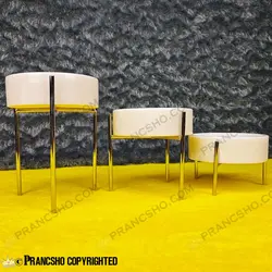 ست سه عددی شکلات خوری سنگی با پایه میخی نقره‌ای سنگ سفید ازنا