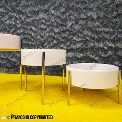 ست سه عددی شکلات خوری سنگی با پایه میخی نقره‌ای سنگ سفید ازنا