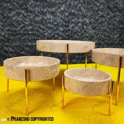 ست پذیرایی استوانه‌ای سنگی با پایه میخی طلایی سنگ پارادایس نسکافه‌ای