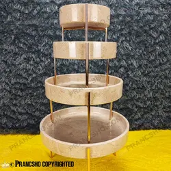 ست پذیرایی استوانه‌ای سنگی با پایه میخی طلایی سنگ پارادایس نسکافه‌ای