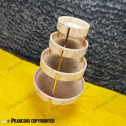 ست پذیرایی استوانه‌ای سنگی با پایه میخی طلایی سنگ پارادایس نسکافه‌ای