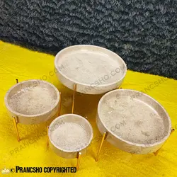 ست پذیرایی استوانه‌ای سنگی با پایه میخی طلایی سنگ پارادایس نسکافه‌ای