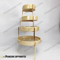 ست پذیرایی استوانه‌ای سنگی با پایه میخی طلایی سنگ پارادایس نسکافه‌ای