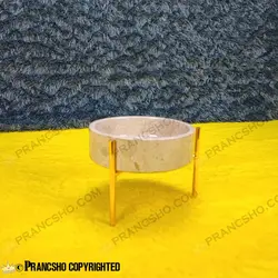 ست پذیرایی استوانه‌ای سنگی با پایه میخی طلایی سنگ پارادایس نسکافه‌ای