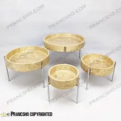 ست پذیرایی استوانه‌ای سنگی با پایه میخی نقره‌ای سنگ پارادایس نسکافه‌ای