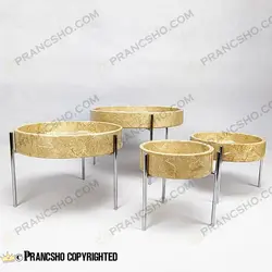 ست پذیرایی استوانه‌ای سنگی با پایه میخی نقره‌ای سنگ پارادایس نسکافه‌ای