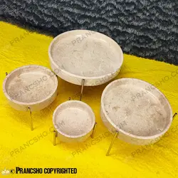 ست پذیرایی استوانه‌ای سنگی با پایه میخی نقره‌ای سنگ پارادایس نسکافه‌ای