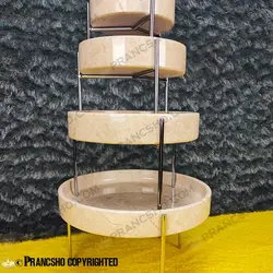 ست پذیرایی استوانه‌ای سنگی با پایه میخی نقره‌ای سنگ پارادایس نسکافه‌ای