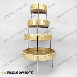 ست پذیرایی استوانه‌ای سنگی با پایه میخی نقره‌ای سنگ پارادایس نسکافه‌ای