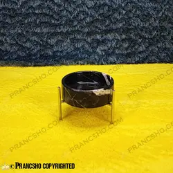 شکلات خوری متوسط سنگی پایه میخی نقره‌ای سنگ مشکی خط سفید