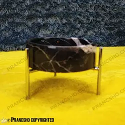شکلات خوری متوسط سنگی پایه میخی نقره‌ای سنگ مشکی خط سفید