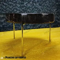 ست پذیرایی استوانه‌ای سنگی با پایه میخی نقره‌ای سنگ مشکی خط سفید