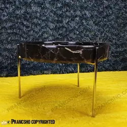 ست پذیرایی استوانه‌ای سنگی با پایه میخی نقره‌ای سنگ مشکی خط سفید