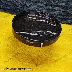 ست پذیرایی استوانه‌ای سنگی با پایه میخی نقره‌ای سنگ مشکی خط سفید