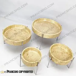 آجیل خوری سنگی پایه میخی نقره‌ای سنگ پارادایس نسکافه‌ای