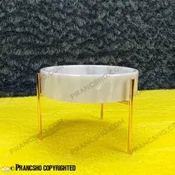 شکلات خوری بزرگ سنگی پایه میخی طلایی سنگ سفید ازنا