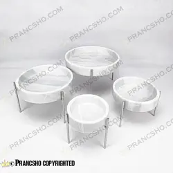 شکلات خوری متوسط سنگی پایه میخی نقره‌ای سنگ سفید ازنا