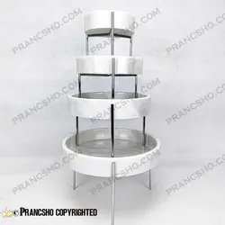 ست پذیرایی استوانه‌ای سنگی با پایه میخی نقره‌ای سنگ سفید ازنا