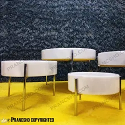 ست پذیرایی استوانه‌ای سنگی با پایه میخی نقره‌ای سنگ سفید ازنا