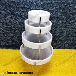 ست پذیرایی استوانه‌ای سنگی با پایه میخی نقره‌ای سنگ سفید ازنا