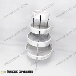 ست پذیرایی استوانه‌ای سنگی با پایه میخی نقره‌ای سنگ سفید ازنا