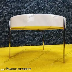 ست پذیرایی استوانه‌ای سنگی با پایه میخی نقره‌ای سنگ سفید ازنا