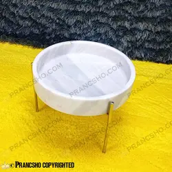 ست پذیرایی استوانه‌ای سنگی با پایه میخی نقره‌ای سنگ سفید ازنا