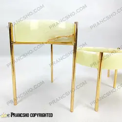 ست ظروف پذیرایی سنگی پایه میخی طلایی سنگ مرمر نباتی قهوه‌ای