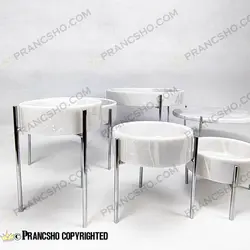 ست ظروف پذیرایی سنگی پایه میخی نقره‌ای سنگ سفید ازنا