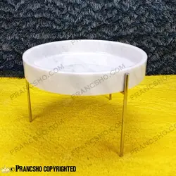 ست ظروف پذیرایی سنگی پایه میخی نقره‌ای سنگ سفید ازنا