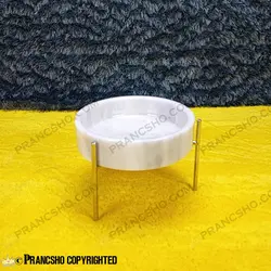 ست ظروف پذیرایی سنگی پایه میخی نقره‌ای سنگ سفید ازنا