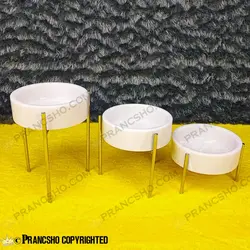 ست ظروف پذیرایی سنگی پایه میخی نقره‌ای سنگ سفید ازنا