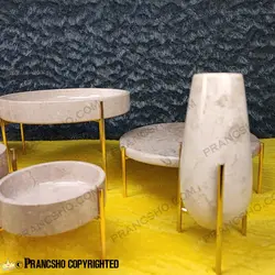 ست ظروف پذیرایی سنگی پایه میخی طلایی سنگ پارادایس نسکافه‌ای