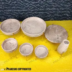 ست ظروف پذیرایی سنگی پایه میخی طلایی سنگ پارادایس نسکافه‌ای