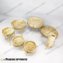 ست ظروف پذیرایی سنگی پایه میخی طلایی سنگ پارادایس نسکافه‌ای