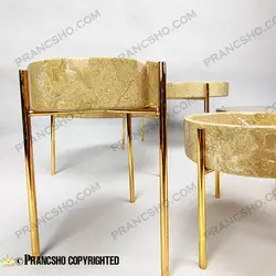 ست ظروف پذیرایی سنگی پایه میخی طلایی سنگ پارادایس نسکافه‌ای