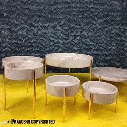 ست ظروف پذیرایی سنگی پایه میخی طلایی سنگ پارادایس نسکافه‌ای